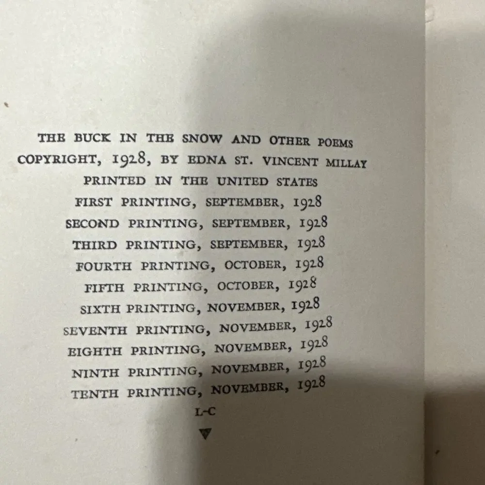 The Buck in the Snow &‎ Other Poems – Edna St. Vincent Millay 1928 First Edition